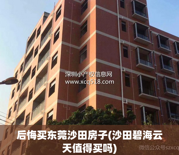 后悔买东莞沙田房子(沙田碧海云天值得买吗)